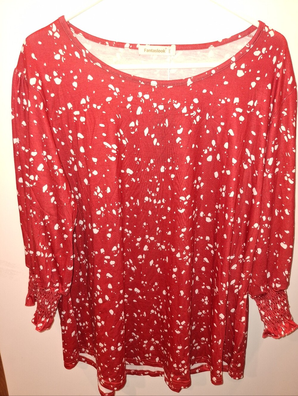 Fantaslook Red & White Printed Scoop-Neck Tunic